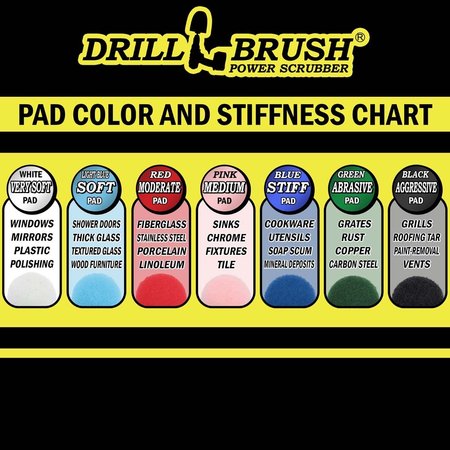 Drillbrush Drill Brush Power Scrubber Pads - Kitchen - Stove - Cleaning Pads P4-3WB-3V-5X-QC-DB